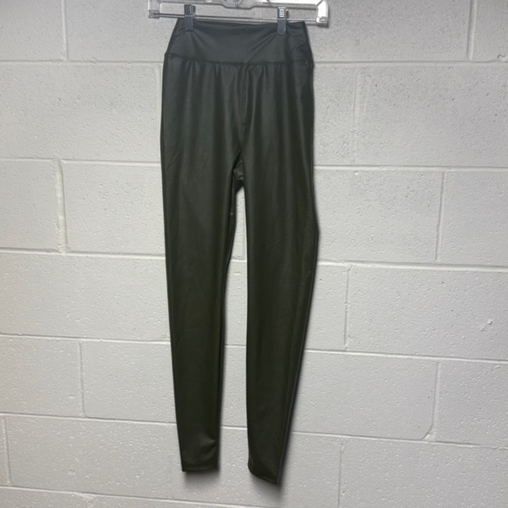 Aerie Olive Faux Leather High-Rise Leggings